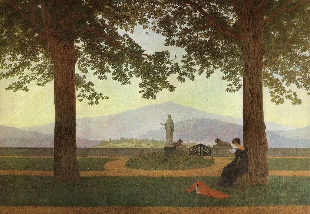 Caspar David Friedrich - Gartenterrasse (Schlossterrasse, Blick von der Terrasse des Schlosses Erdmannsdorf) 1811